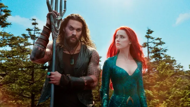 Amber Heard and Jason Momoa in "Aquaman." 