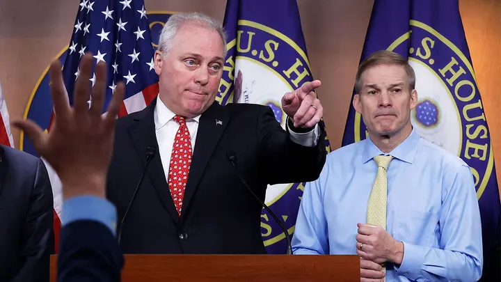 Steve-Scalise-Jim-Jordan ,Republicans to select a candidate to replace Kevin McCarthy in closed-door vote