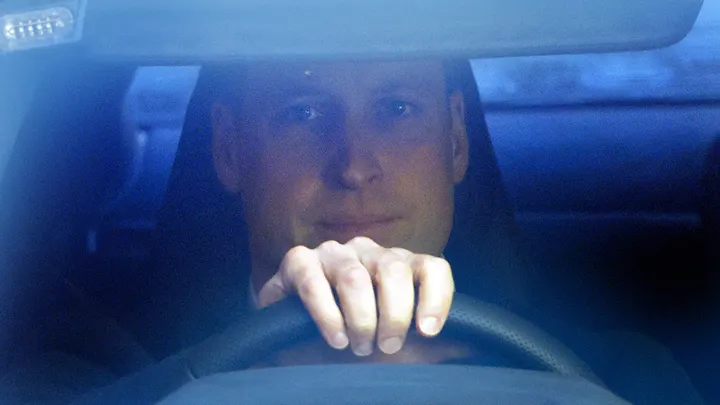 Prince William is seen leaving the London Clinic after visiting his wife, Princess Kate, on Jan. 18, 2024.