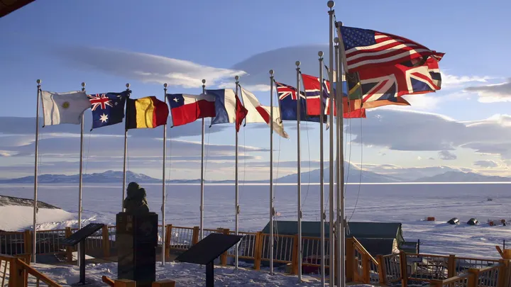 Flags of the original 12 signatory nations of the Antarctic 