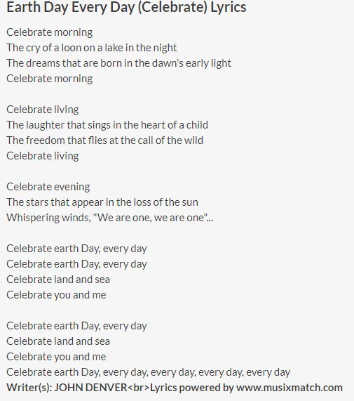 Earth Day Song Lyrics