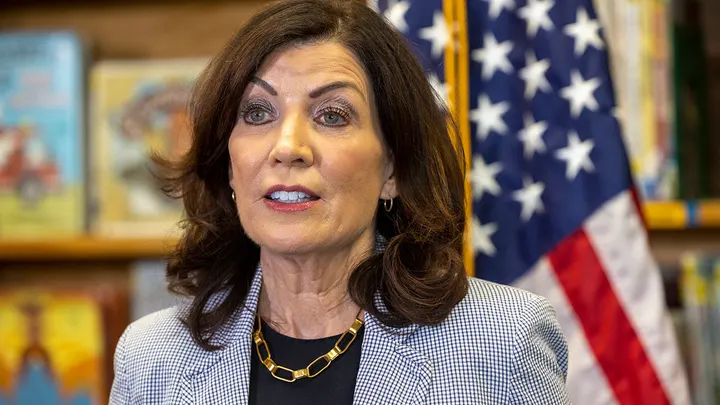 New York Gov. Kathy Hochul told House Speaker Mike Johnson to "go back" to Washington. 